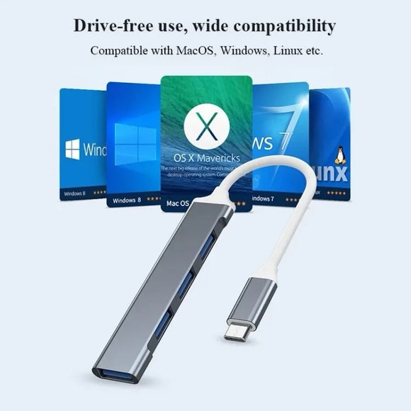 Slim USB C Hub with 4 USB 3.0 Ports Multiport Adapter for MacBook, Chromebook - Picture 7 of 8